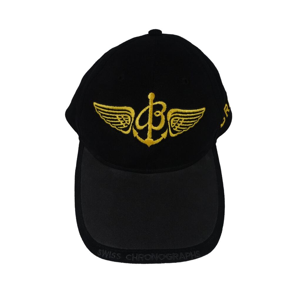 Breitling Vintage Two Tone Black Embroidered Swiss Chronographs Adjustable Hat
